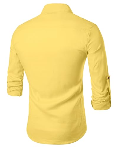 Image of Zombom Men's Cotton Blend Solid Casual Regular Fit Mandarin /Chinese Collor Short Full Sleeve Kurta for Men