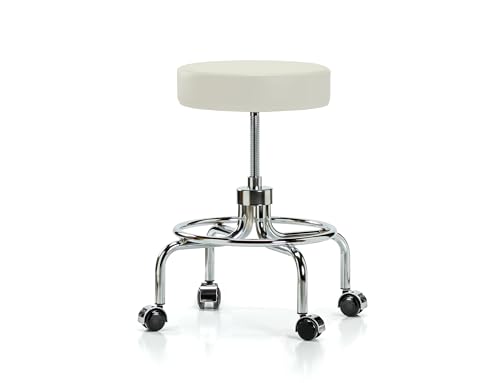 Image of Perch Retro Exam Stool | Medium Bench Height 18.5-24 inch | Off-White Vinyl