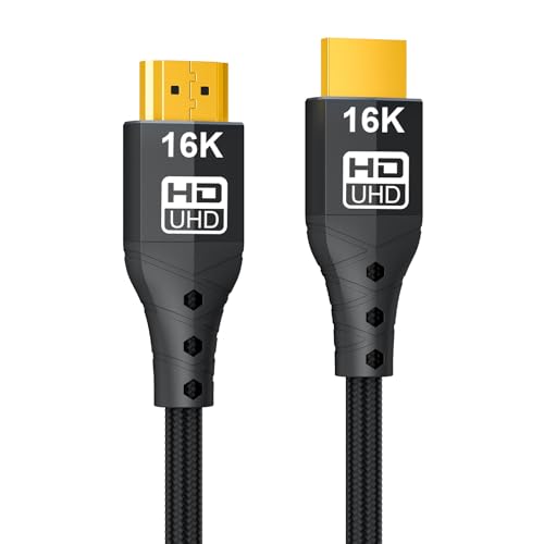 ZIKNYDO Cavo HDMI 2.2 1,5 mt (Ultra High Speed 96Gbps, 16K/10K/8K/4K, Dynamic HDR, HDR10+, Dolby Vision, Dolby Atmos, DTS:X, HDCP 2.2&2.3, Intrecciato) compatibile con cavo HDMI 2.1, PS5, Xbox, HDTV