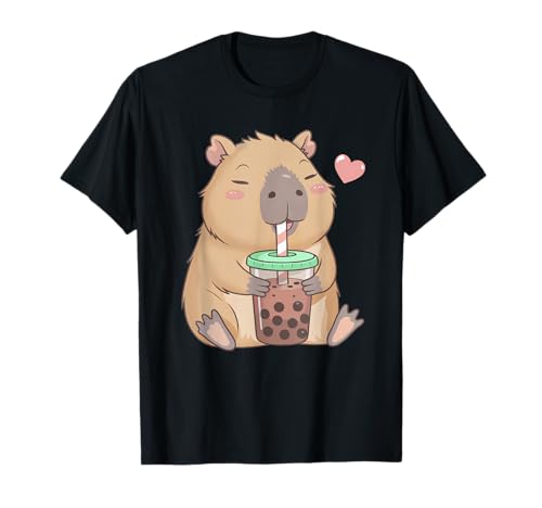 Kawaii Capibara Bebida Bubble Boba Tea Capibara Niñas Niños Camiseta