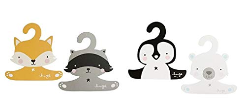 A Little Lovely Company Hangers Kids Coat Baby Children Clothes Hanger Penguin, Polar Bear, Raccoon and Fox Designs