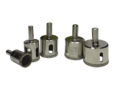 5 Pcs Diamond Drill Bits, Diamond Tools for Tile/Glass/Marble/Granite/Ceramic/Porcelain/Stone-Included Holesaw Size 3/4', 1', 1-3/16', 1-3/8', 1-5/8'