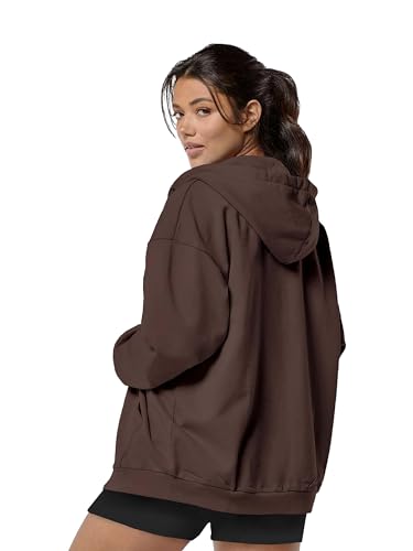 Image of DROBE Relaxed Fit Plain Cotton Blend Full Sleeves Hodded Zipper Jacket for Women