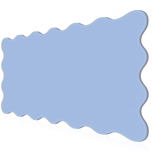 Image of PU Leather Desk Pad, Scalloped Non-Slip Mouse Pad & Large Desk Mat Cover Stitched Edges Writing Pad for Office, Home - Waterproof, Easy to Clean, Durable Surface I 31.4 inchx15.7 inch, Air Blue