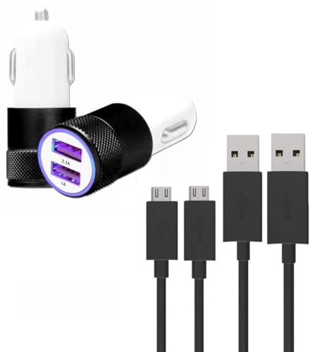 Cargador de coche + cable para Doopro P2 ultra potente y rápido, 2 x USB 5 V/2,1 A + 1 A y cable micro USB 1 metro de transferencia de datos, cable micro USB