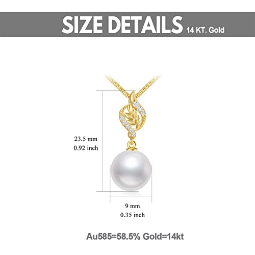 SISGEM 14k Gold Natural Diamond Leaves Freshwater Cultured Pearl Necklaces for Women with 14kt Gold Wheat Chain, 16-18 Inches3