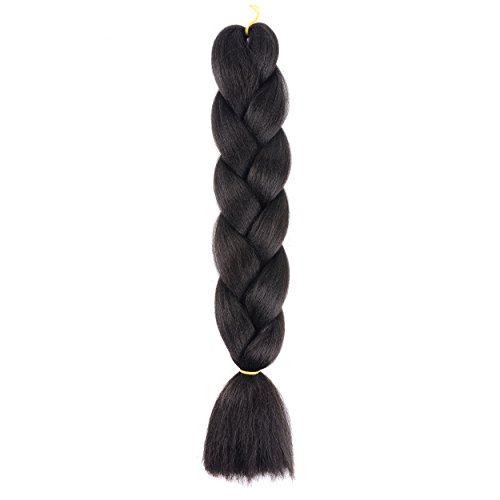 Jumbo Braiding Hair Synthetic Crochet Braids Ombre Color 24inch Kanekalon Braiding hair (24inch, 1B)