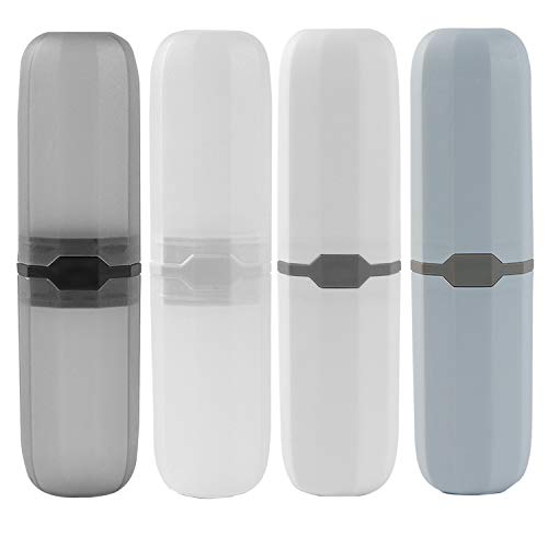 4 Pcs Travel Toothbrush Case Box, Plastic Portable Toothbrush Holder, Capsule Oran Denture Care Container, Denture Brush Case Toothpaste Storage Box for Travel Camping Business