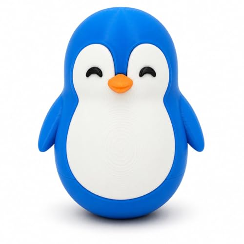 Image of Roly Poly Penguin Wobbler | Cute Self-Righting Penguin Desk Toy | Stress Relief Fidget Toy | Mini Penguin Collectible | Office Desk Decor & Gift (Mystic Blue, 1 pc)