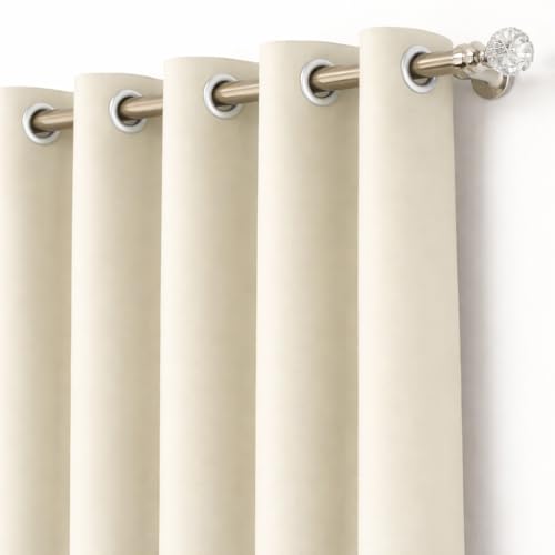Image of Roseate 100% True Black Out Curtains (7 Feet /Set of 1) Solid Room Darkening Curtain & Thermal Insulated for Bedroom, Living Room (Beige / 116x215 cm)
