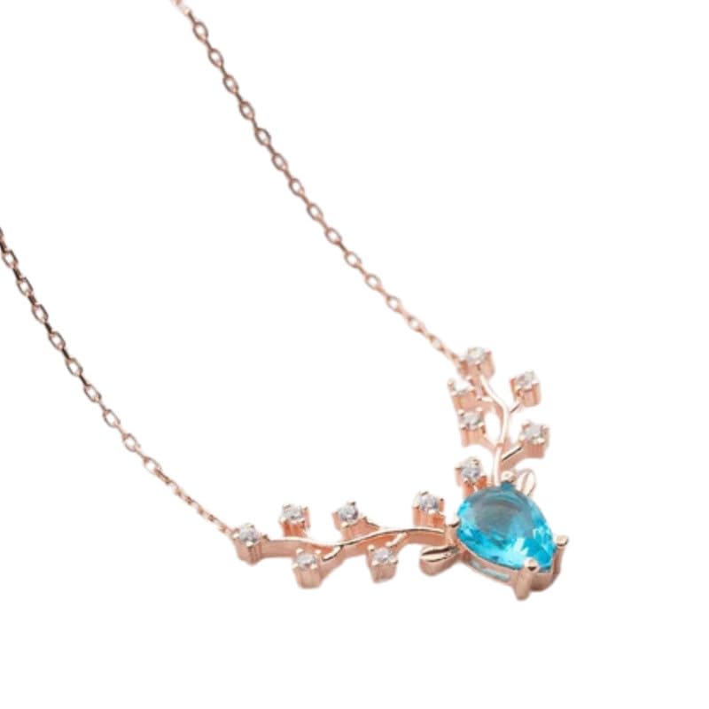 Image of Zarkan 925 Hallmark,Certified and Authentic Silver Rose Gold Plated Reindeer Necklace |Rhodium Plated | With certificate of Authenticity | Beautiful gift for Women and Girls