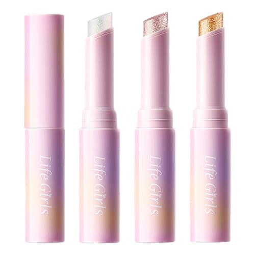 Bekoeen 3 Colors Crystal Jelly Glaze Eyeshadow Stick, Shimmer Eye Shadow Sticks, Long Lasting Glitter Eyeshadow Crayon, Lightweight Eye Brightener Makeup Glitter Eye Shadow