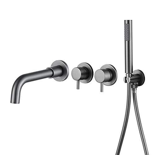 Mitigeur bain douche laiton brossé or luxueux avec douchette chic pour salle de bain
