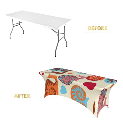 Housse table rectangulaire extensible élasthanne imprimé escargot 1m80 - 5