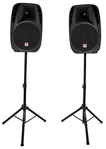 Image of Rockville RPG2X15 Bundle: (2) 15 in Passive PA Speakers, 8-Channel Powered Mixer, Bluetooth, USB /SD, (2) Tripod Stands, (2) Wired Microphones, (2) 10 ft Speaker Cables, 9-Items