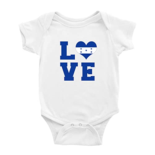Image of BABYWEN Love Honduras Flag Heart Cute Baby Bodysuit Romper (White, 6-12 Months)
