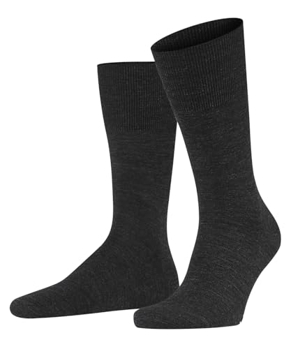 FALKE Men's Airport Wool Dress Socks, Grey (Anthracite Melange 3080), 8-9