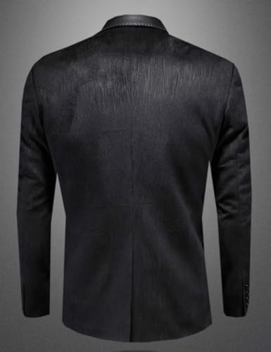 Men's Suede Blazer Jacket with Faux Leather Welding Collar Single Breasted Casual Business Sport Coat2