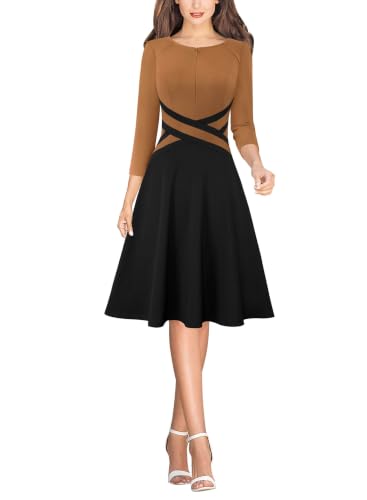 Image of VFSHOW Womens Front Zipper Work Business Casual Office Church A Line Dress