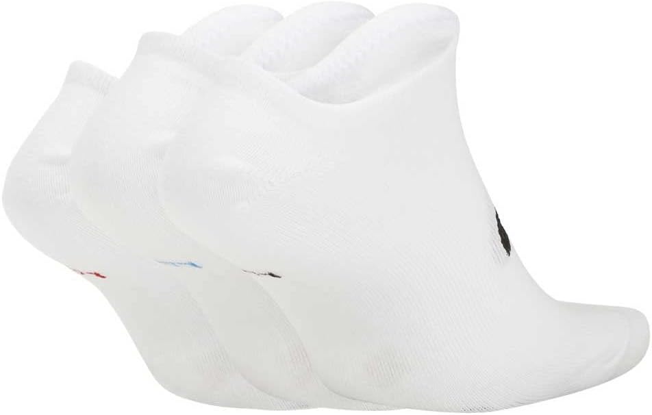 Nike Men`s Everyday Essential No Show Socks 3 Pairs (W_R(SK0111-911)/B_B, Large)