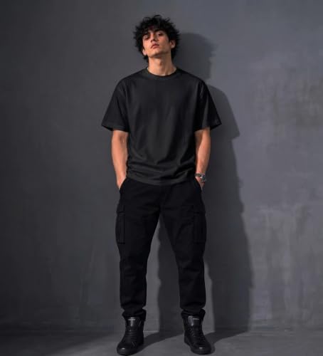 Image of Men's Round Neck Plain Oversize T-Shirt - Casual Loose Fit Cotton Wear | 100% Cotton T-Shirt |