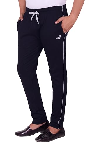 Image of VEGO Men's Regular Fit Pure Cotton Black Plus Size Lower /Track Pants
