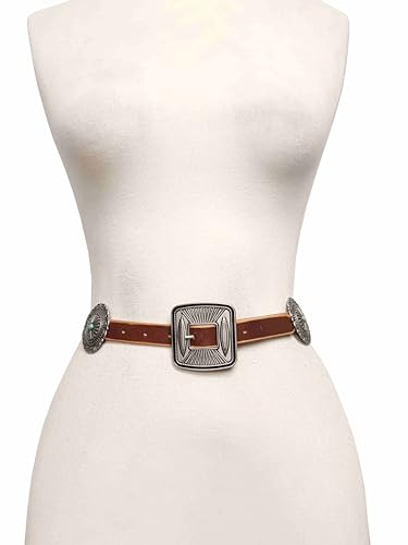 Trendy Western Buckle with sliding conchos in genuine leather2