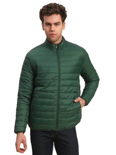 Image of Cantabil Reversible Jacket for Men | Premium Casual Jacket Smart Fit Mock Neck Nylon Fabric Solid Pattern (P MJKT00249)