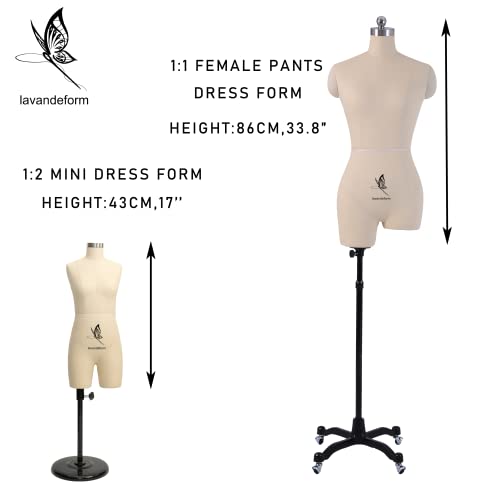 lavandeform Half Scale Dress Form 1:2 Miniature Sewing Mini Trouser Dress Form Straightly Into Body Inside,（Not Adult Full Size lnsertable pin Dressmaker Dummy (Black) by lavandeform - Image 6