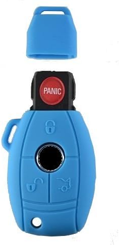 deAutoKey Silicone Smart Key FOB Cover for Mercedes Mercedes-Benz C, CL, CLK Case Fits Many Models (Light Blue)