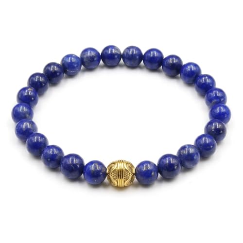 Product Image of the Kartini Studio Natural Lapis Lazuli and Gold Bracelet, Men's Lapis Bracelet, Quality Bead Jewellery for Man