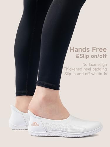 Sosenfer Women’s Ballet Flats Slip On Wide Toe Box Knit Flat Shoes Comfortable Round Toe Dress Shoes with Zero Drop Sole-US-BAISE-38 White4