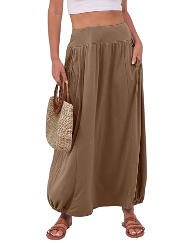 ANRABESS Women's Maxi Skirt Summer Trendy High Waisted Boho Flowy Long Skirts 2026 Spring Fashion...