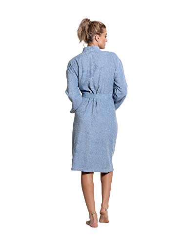 Image of Turkuoise Soft & Absorbent Towel Robe, 100% Cotton Turkish Terry Cloth Kimono Bathrobes for Women