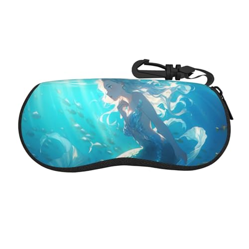 Funda para gafas de sol con estampado de jardín, funda de neopreno suave con cremallera para mujeres, niñas y hombres, Blue Mermaid3, One Size