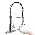 Arofa Kitchen Faucet with Soap Dispenser, Stainless Steel Sink Faucets with Pull-Down Sprayer 2 Mode, Single Handle RV Faucet for 1 or 3 Hole, Brushed Nickel Kitchen Faucets with Sprayer