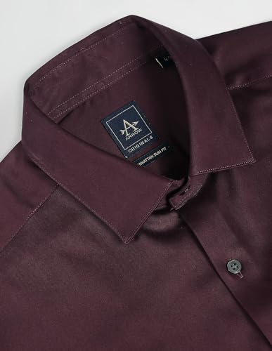 Image of Arrow Men Slim fit Cotton Solid Long Sleeves Cutaway Collar Shirt