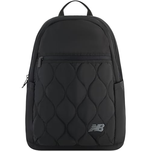 Mochila New Balance para laptop, bolsa de viagem acolchoada para homens e mulheres, preta, 48 cm, Preto, G