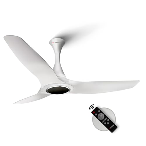 Image of LONGWAY Glideon 1200mm BLDC Ceiling Fan with Remote Control | Premium Look with Ultra Silent Performance | ABS Blade & Body | BEE 5 Star Rated | Anti-Dust Ceiling Fan | 5 Years Warranty (White)