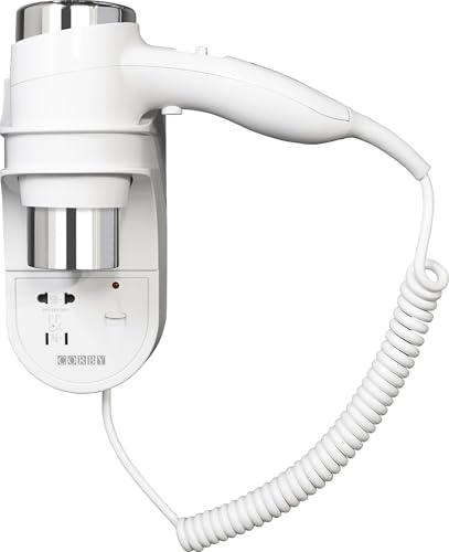 Sèche-cheveux mural Corby Kendal 1600 W avec prise rasoir en blanc - Sans prise