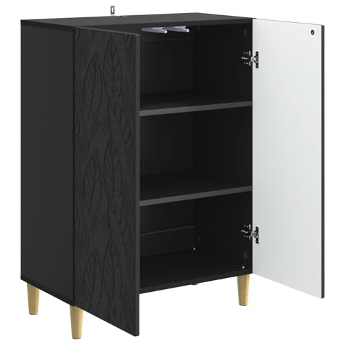 Aparador negro para salón moderno y pasillo estrecho con estantes interiores 4