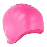 Swim Caps with 3D Ear Protection, Waterproof Swimming Hat Fits Long & Short Hair Keep Hair Dry Silicone Anti-Slip Swimming Cap Lightweight Bathing Caps for Women Men Adult & Youth (Pink)