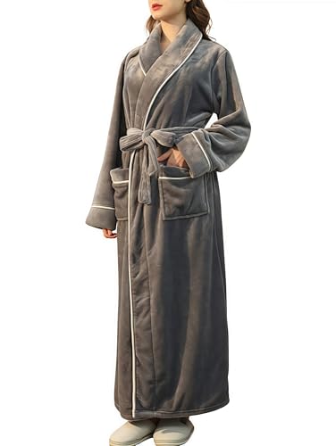Image of Mettclasi Womens Soft Fleece Robe - Unisex Warm Thick Plush Long Bathrobe House Coat Spa Robe for Winter