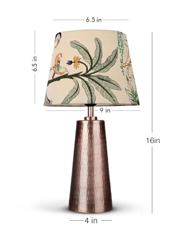 Image of Green Girgit Copper Etched V-Shaped Lamp with Taper Muticolor Green Shade | Metal Handcrafted Night & Reading Lamp | Home Decor Items | Living Room Decor