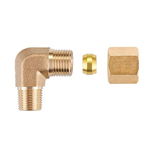 Litorange 4 Pack Metal Brass Compression Tube Pipe Fitting Connector, 90 Degree Elbow Adapter thumb #1