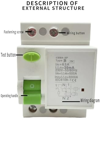 Disjoncteur différentiel multifonctionnel type B 2P63A100MA 10 kA - 6