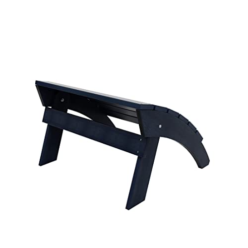 Westintrends Tuscany Adirondack Ottoman, Real Wood Like Outdoor Ottoman For Patio, All Weather Poly Lumber Folding Ottoman Footrest For Adirondack Chair, Navy #TOP2