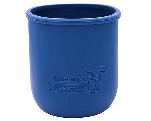 Regular Mouth Pint 16oz Silicone Sleeves/Jackets for Protecting Ball, Kerr, Canning Jars by Mason Jar Lifestyle (2, Deep Blue)