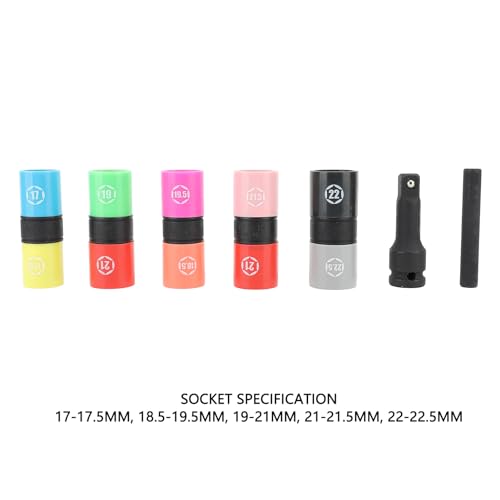 Conjunto de Soquetes de Porca de Roda 7Psc - Soquetes de Porca de Aço Cromo Molibdênio Sólido, Manga