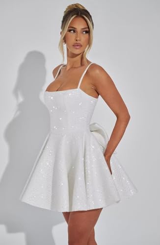 YMSHA Women's Square Neck Sequin Homecoming Dresses for Teens A Line Short Prom Party Dress YMS4084